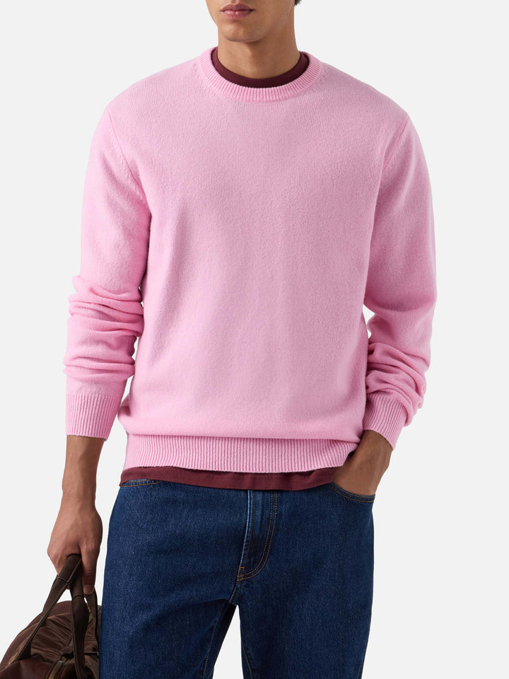 Maglia girocollo Regent rosa in lambswool