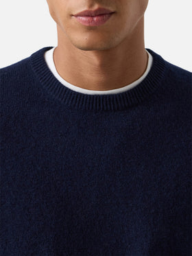 Navy blue Regent Rundhalspullover aus Lammwolle 