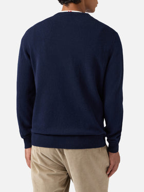 Maglione Regent in 100% LAMBSWOOL blu notte