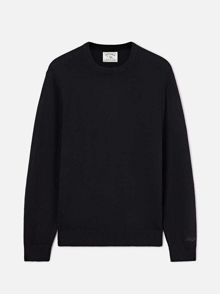 Maglia girocollo Regent nera in lambswool