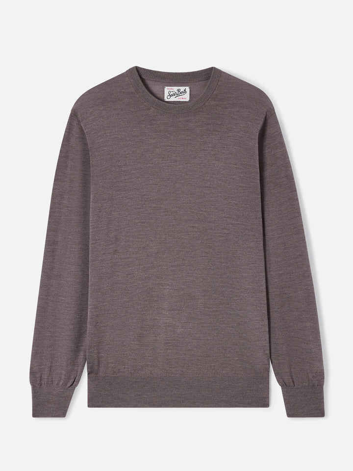 Jersey de cuello redondo Regent en Merino camel 
