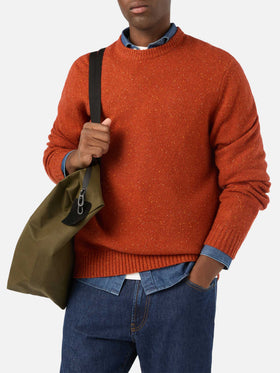 Jersey de cuello redondo de punto Donegal en mezcla de lana Orange Regent 