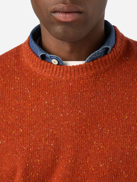 Jersey de cuello redondo de punto Donegal en mezcla de lana Orange Regent 