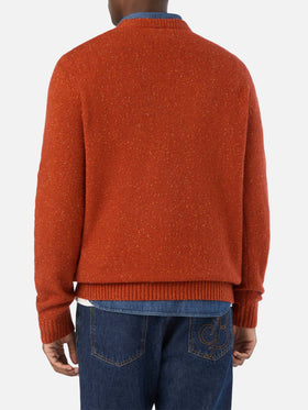 Jersey de cuello redondo de punto Donegal en mezcla de lana Orange Regent 