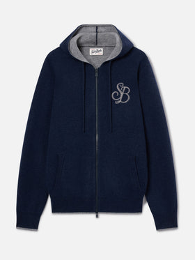 Maille à capuche en laine Ridge Navy blue avec monogramme SB Legacy 