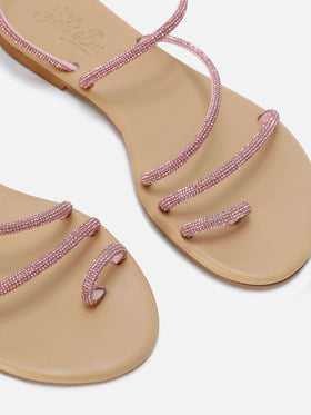 Sandales à anneau avec strass roses 