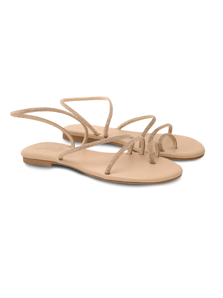 Flat Ring Sandals with beige rhinestones - MC2 Saint Barth