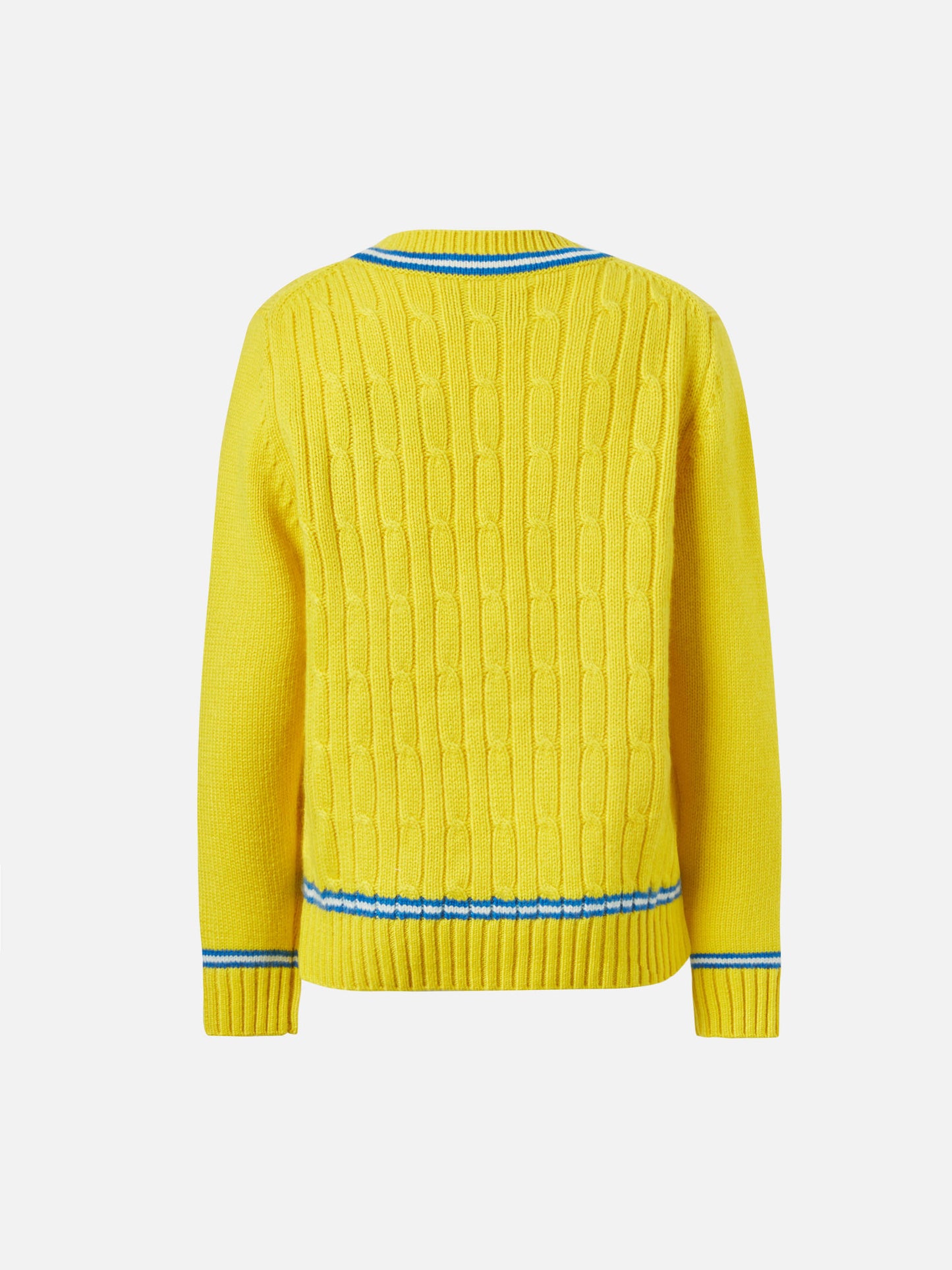 V-neck cable-knit sweater Roger Jr with SB patch