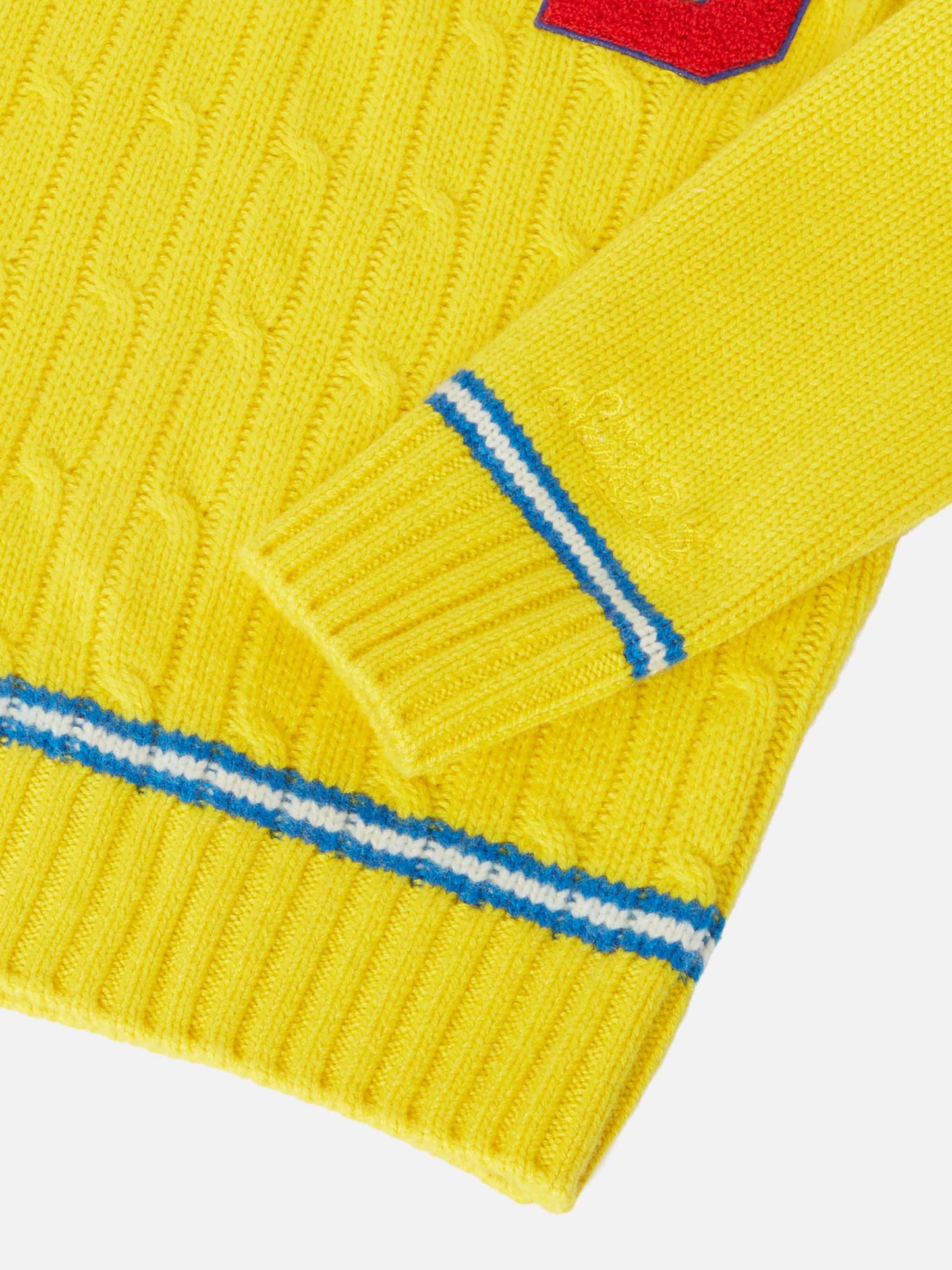 V-neck cable-knit sweater Roger Jr with SB patch