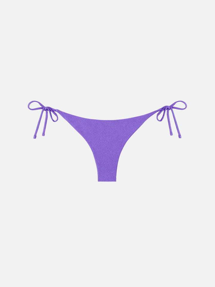 Shiny purple cheeky swim briefs