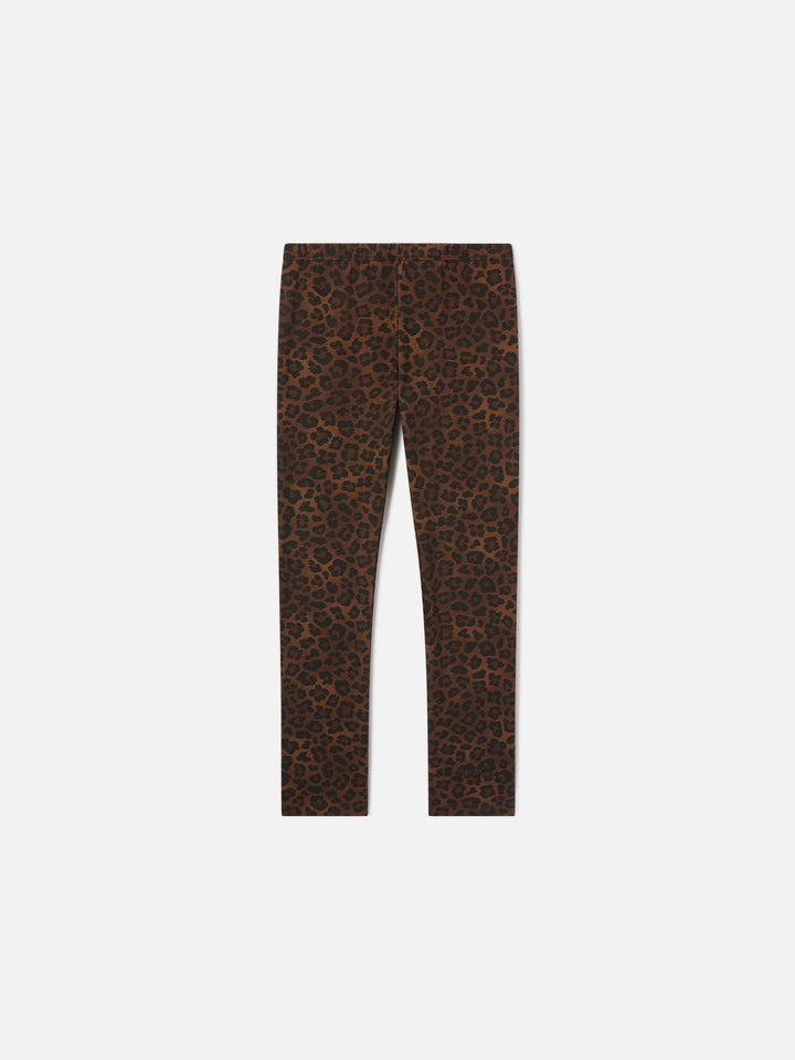 Brown Rosy cotton leggings with leopard print
