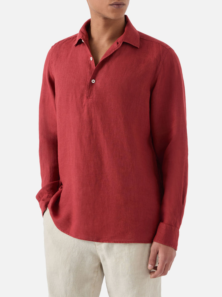 Raphael linen polo in red