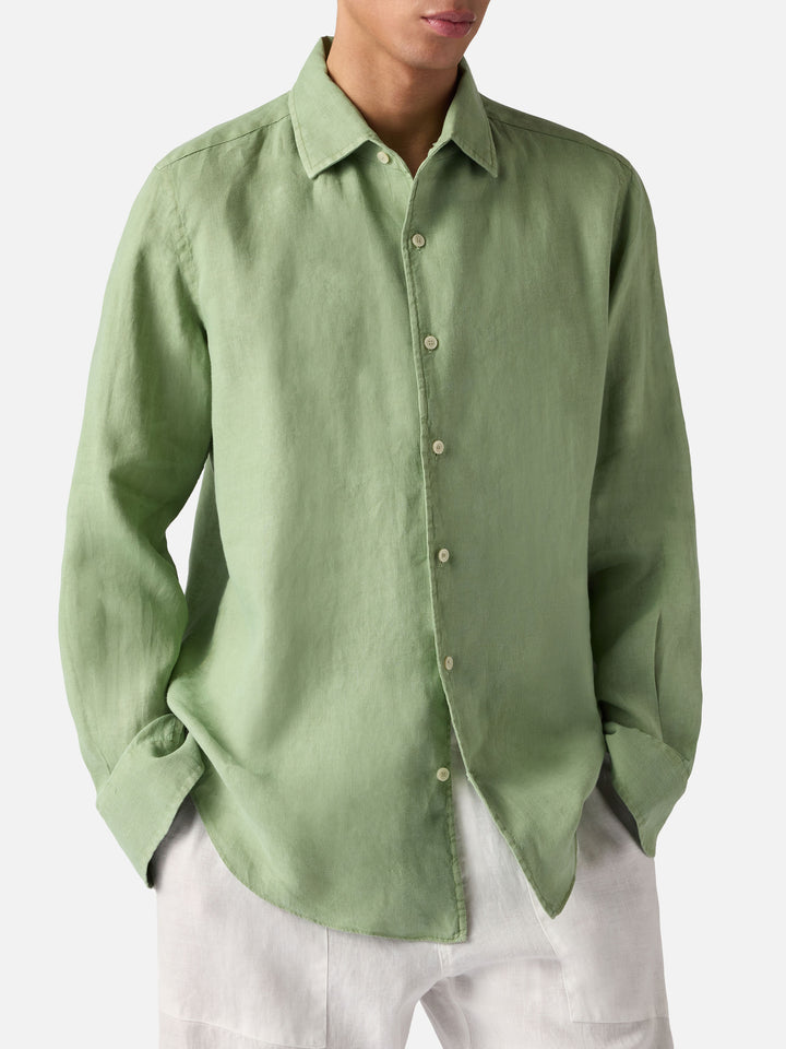 Camicia Raphael in puro lino verde salvia
