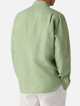 Sage green Raphael shirt in pure linen