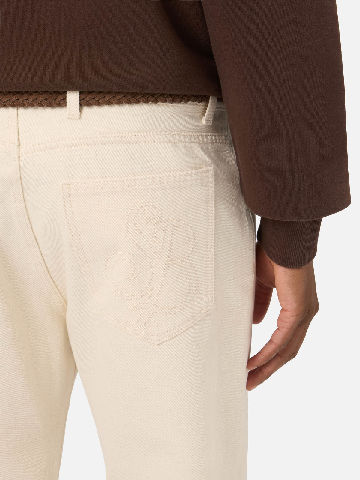 Beigefarbene Riverdale Five-Pocket-Hose aus Baumwolle 