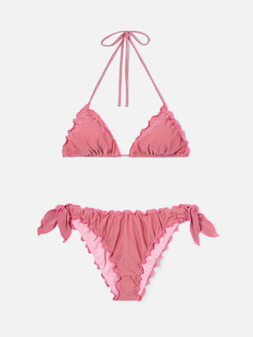 Sagittarius Moon Triangel-Bikini in rosa Lurex 