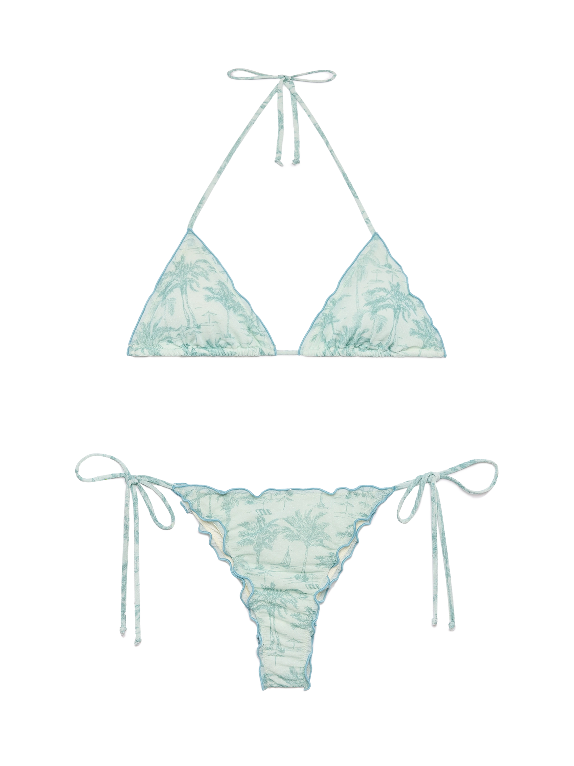 Classic triangle lurex bikini Sagittarius Miami with toile de jouy print - MC2 Saint Barth