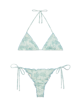 Classic triangle lurex bikini Sagittarius Miami with toile de jouy print - MC2 Saint Barth