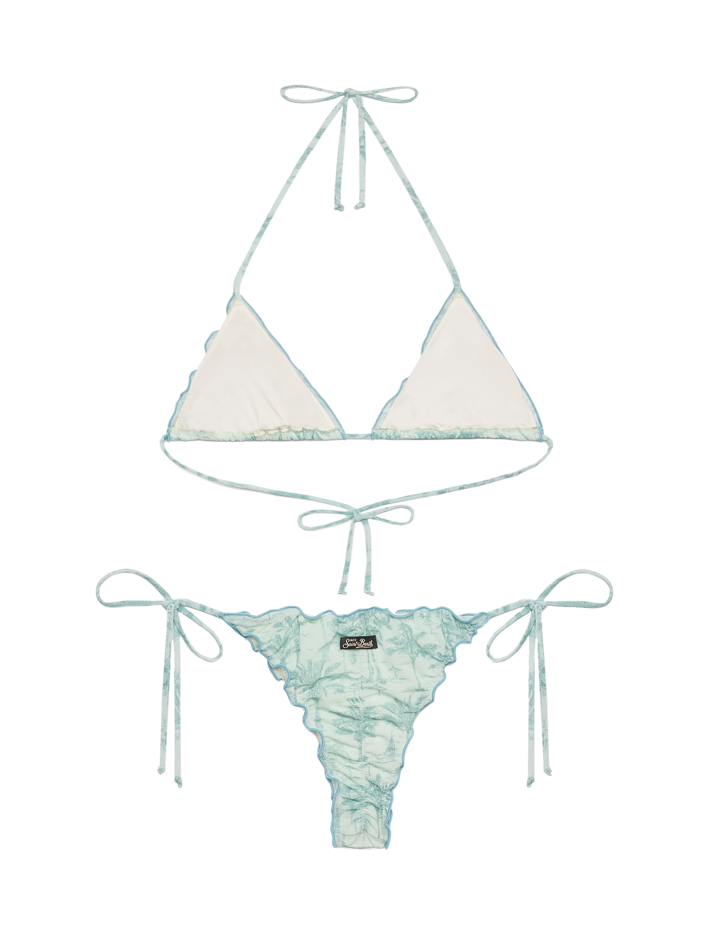 Classic triangle lurex bikini Sagittarius Miami with toile de jouy print - MC2 Saint Barth