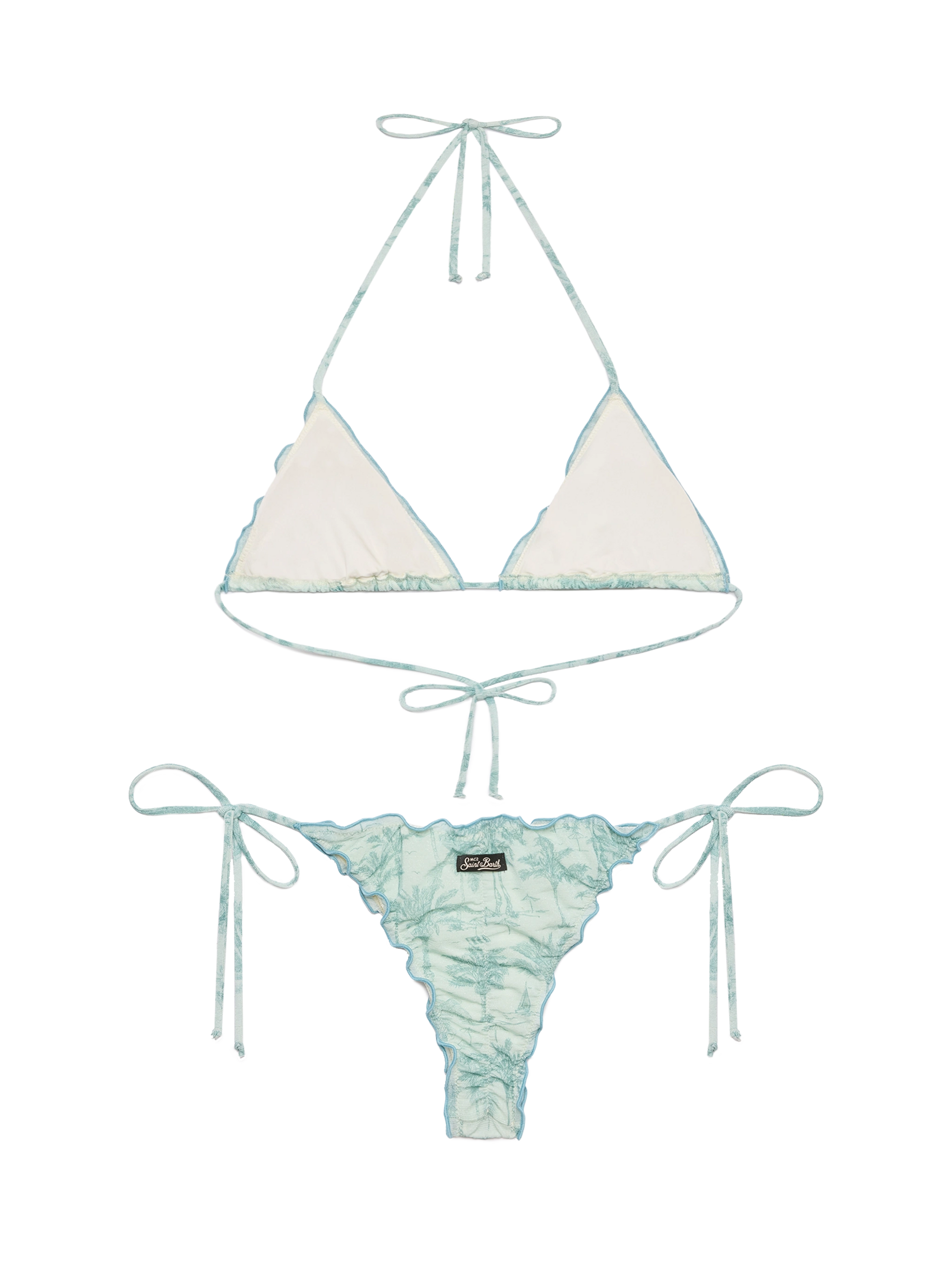 Classic triangle lurex bikini Sagittarius Miami with toile de jouy print - MC2 Saint Barth