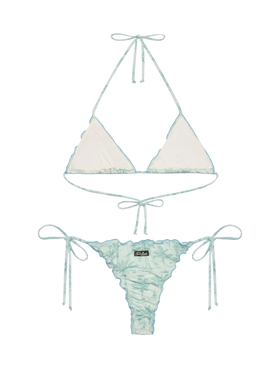 Classic triangle lurex bikini Sagittarius Miami with toile de jouy print - MC2 Saint Barth