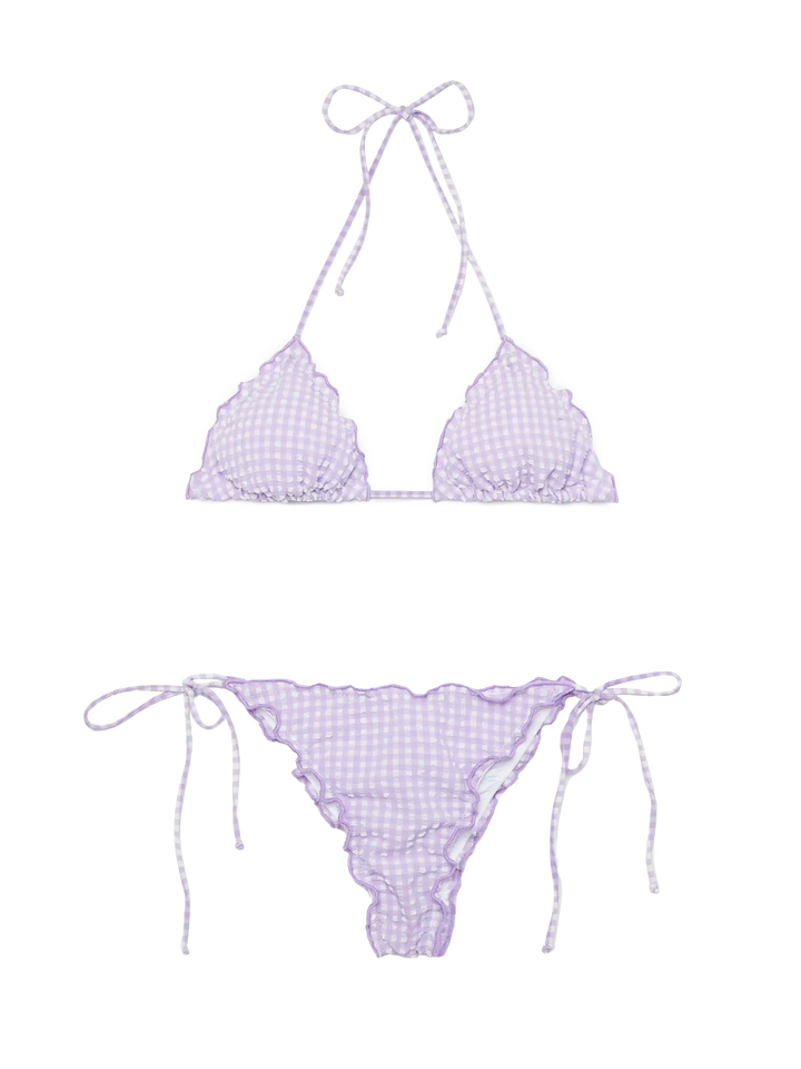 Seersucker triangle bikini Sagittarius Miami with gingham print - MC2 Saint Barth