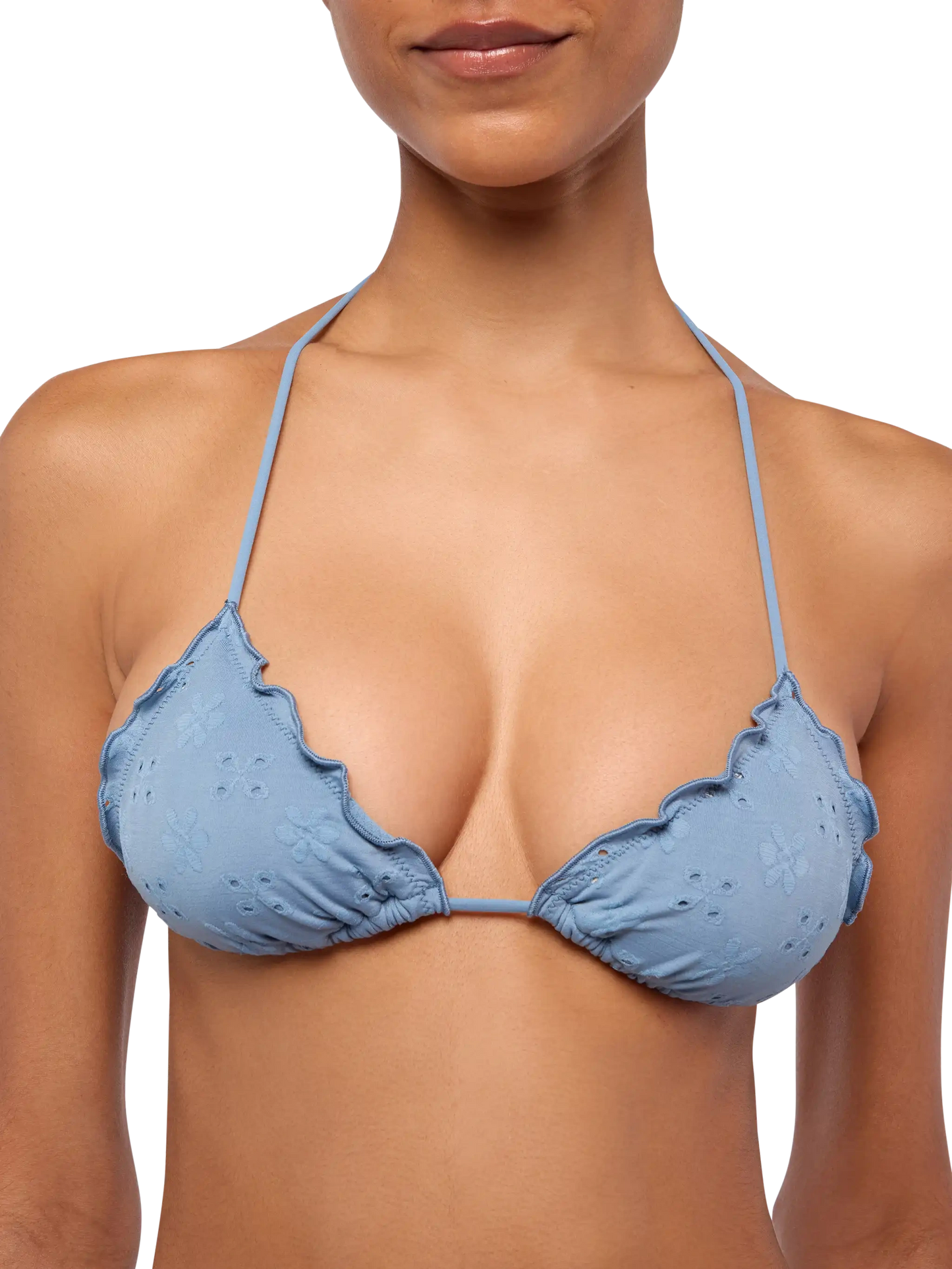 Miami Sangallo lace cheeky swim briefs - Sagittarius classic avio blue Sangallo lace triangle top - MC2 Saint Barth