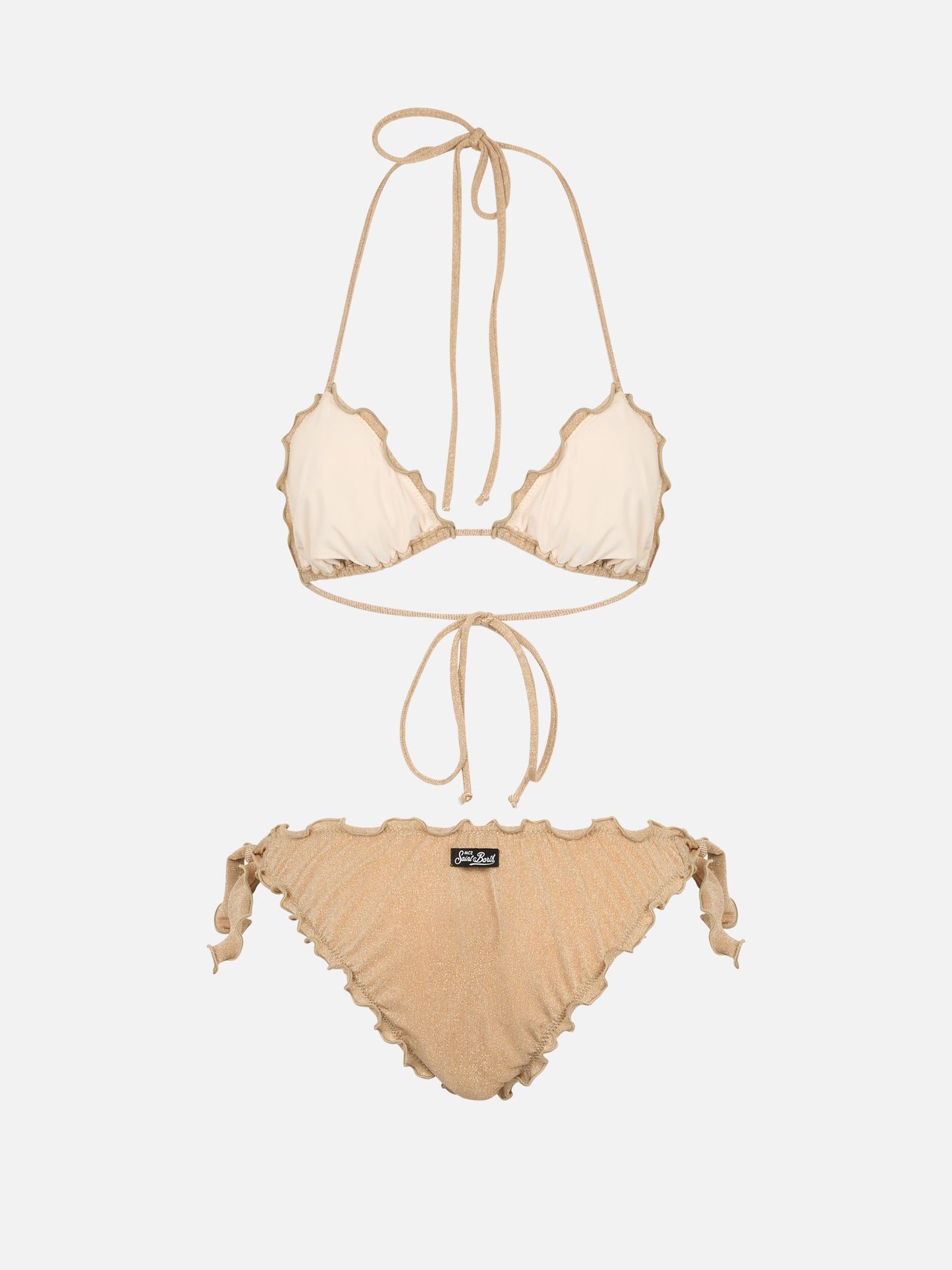 Damen-Bikini mit klassischem Triangel-Oberteil aus goldfarbenem Lurex Sagittarius Moon 