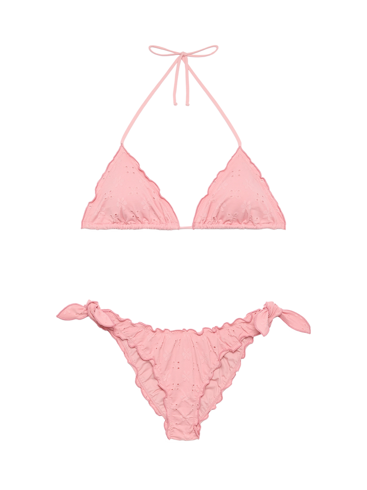 Classic triangle bikini Sagittarius Moon in pink Sangallo lace - MC2 Saint Barth