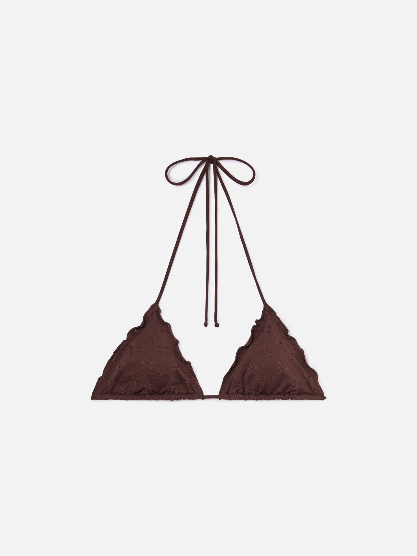 Sagittarius triangle bikini top in brown sangallo