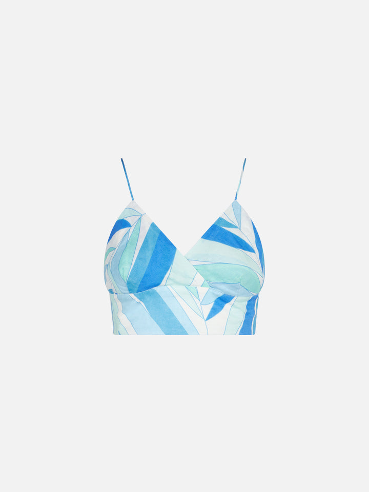 Top bralette de lino estampado 