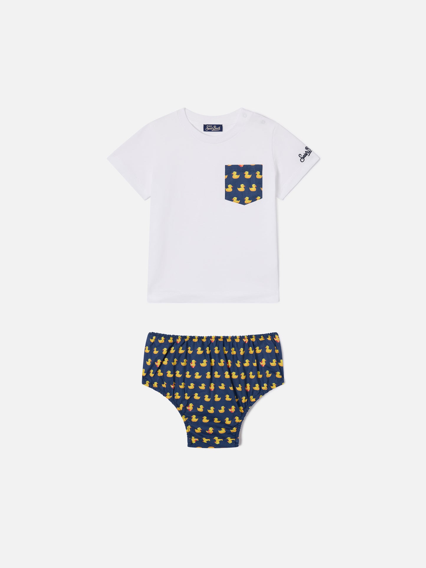 Set Samy t-shirt con taschino e copri pannolino stampa ducky