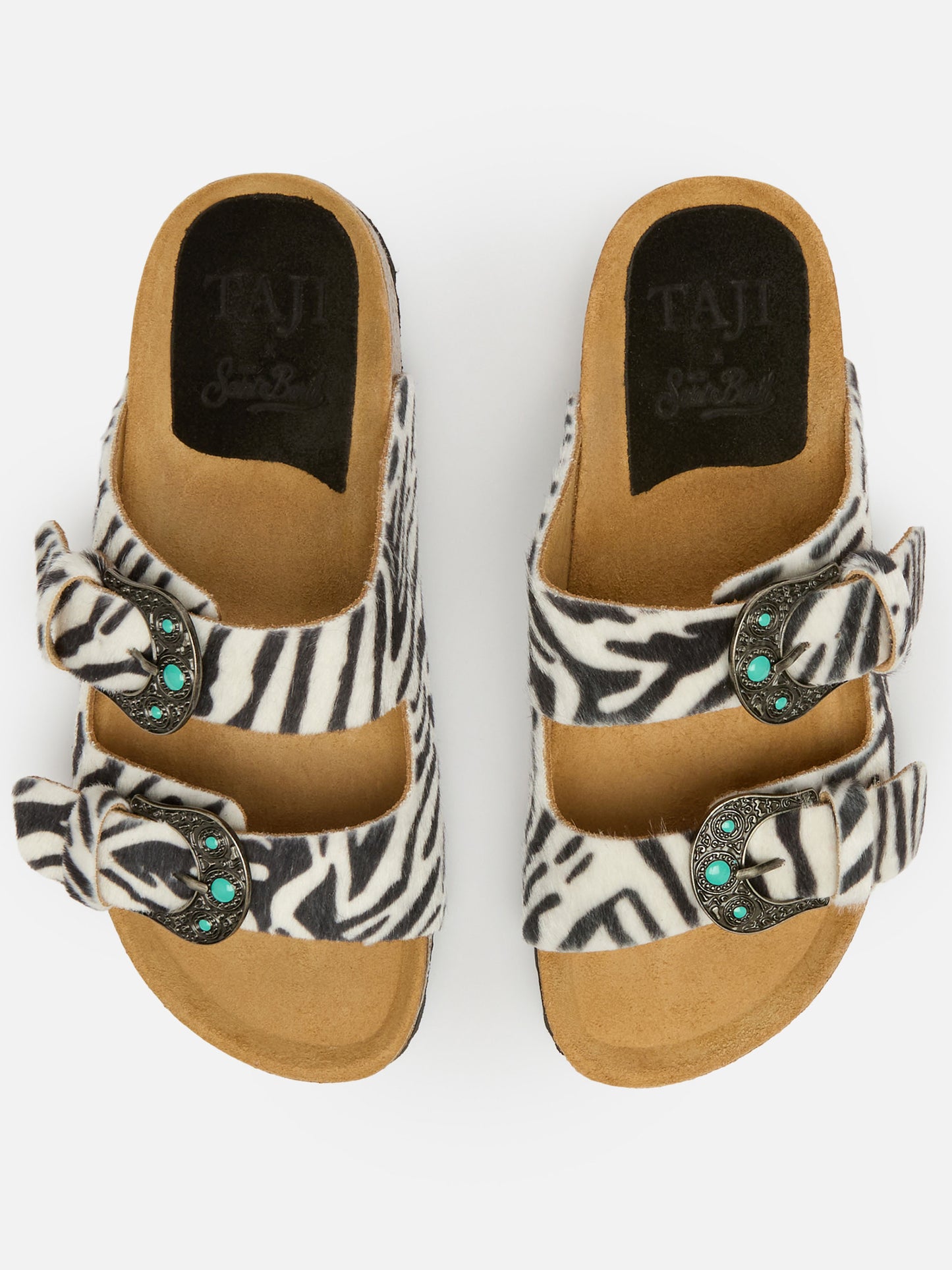Buckle sandals in cavallino zebrato | TAJI SPECIAL EDITION