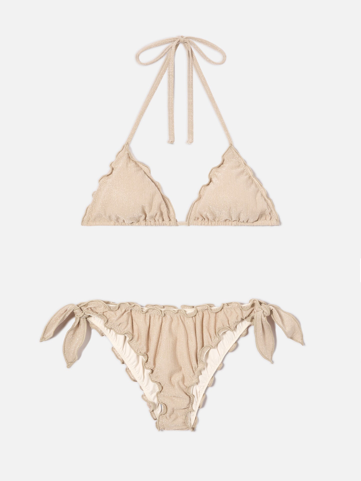 Bikini Sarius de triángulo en lurex dorado 