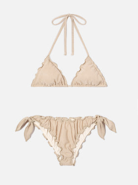 Bikini Sarius de triángulo en lurex dorado 