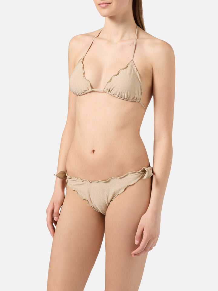 Bikini Sarius triangolo in lurex  oro tinta unita