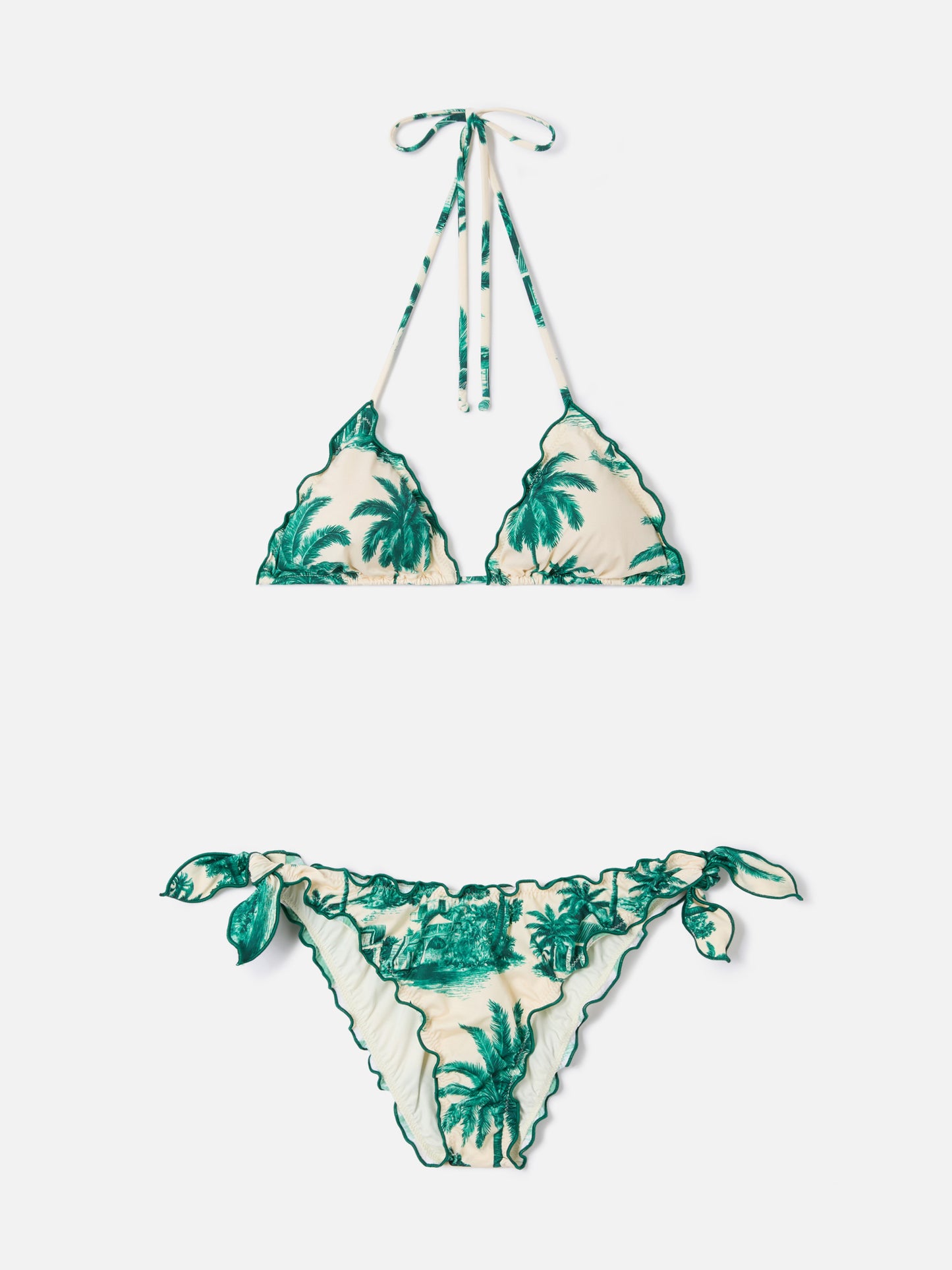 Bikini Sarius triangolo con stampa toile de jouy verde | Special edition