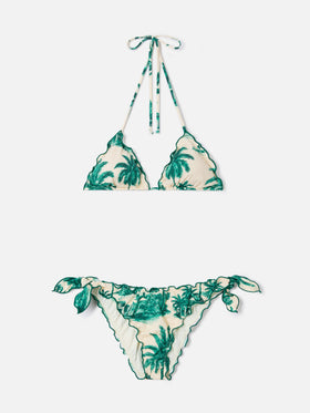 Bikini Sarius triangolo con stampa toile de jouy verde | Special edition