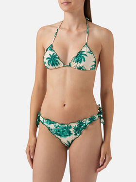 Bikini Sarius triangolo con stampa toile de jouy verde | Special edition