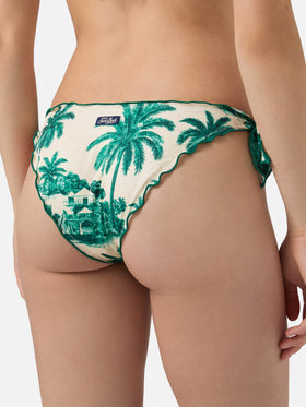 Bikini Sarius triangolo con stampa toile de jouy verde | Special edition