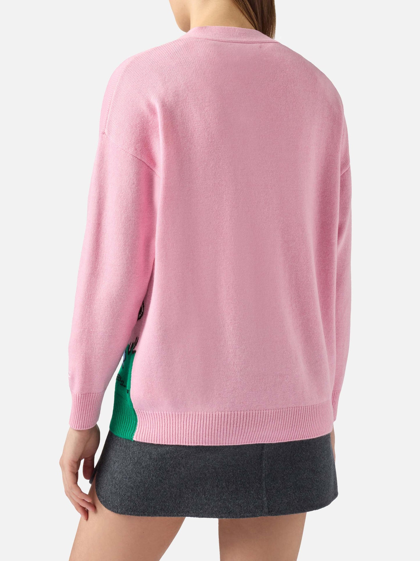 Sasi cashmere-blend cardigan in pink with Snoopy jacquard | PEANUTS SPECIAL EDITION