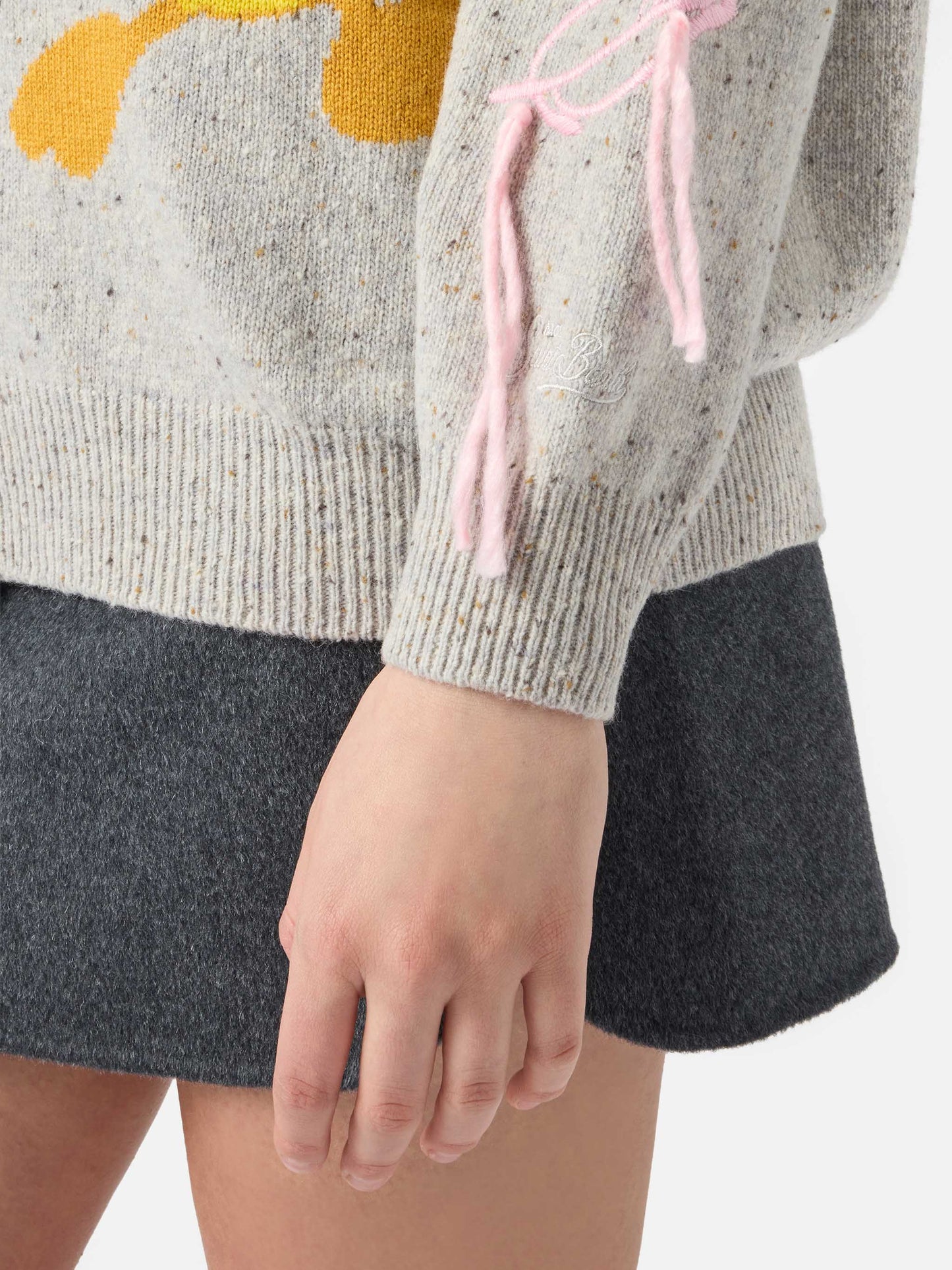 Sasi Strickjacke aus Donegal-Wollmischung mit Titti e Silvestro Jacquardmuster | WARNER BROS. SPECIAL EDITION