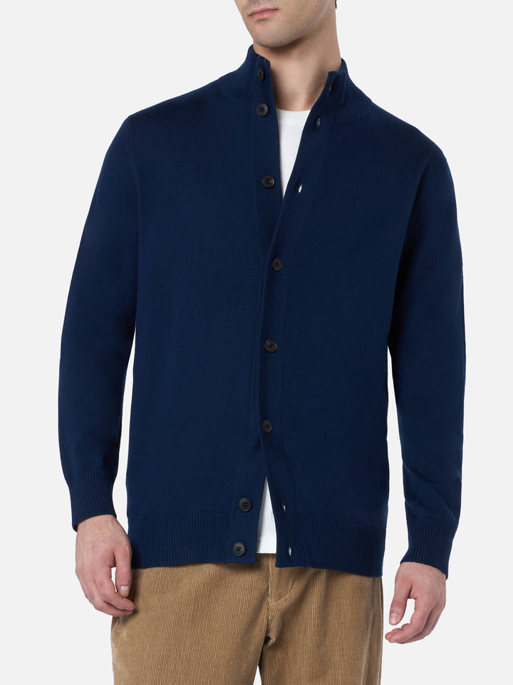 Man blue navy merino wool cardigan Savile - MC2 Saint Barth