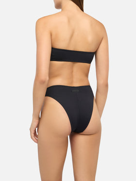 Bandeau bikini Rebby Sibilla with high waist high leg swim briefs in black