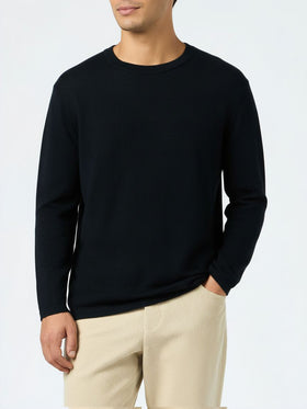 T-shirt Scott IN LANA MERINO e CASHMERE blu navy
