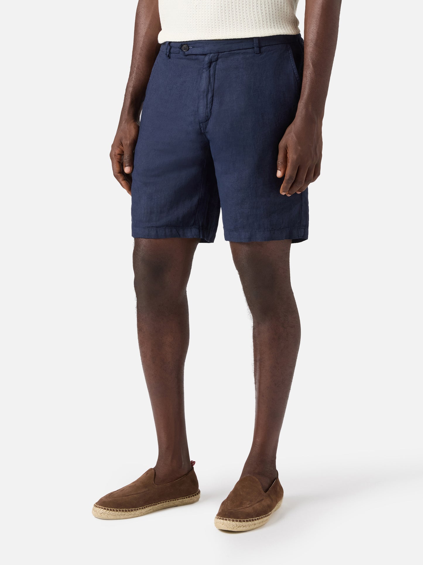 Bermuda Sebastian in puro lino blu navy