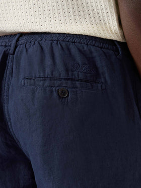 Bermuda Sebastian in puro lino blu navy