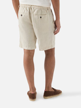 Beige Sebastian bermuda shorts in pure linen