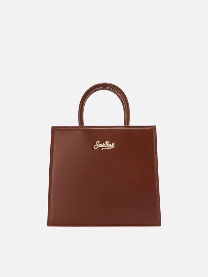 Shopper Bag Midi en cuir marron 