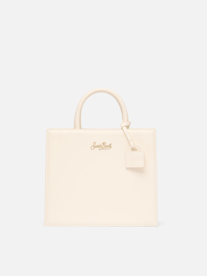 Shop Bag Midi in pelle bianco avorio